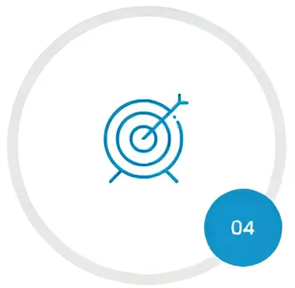 A blue target with an arrow in it.